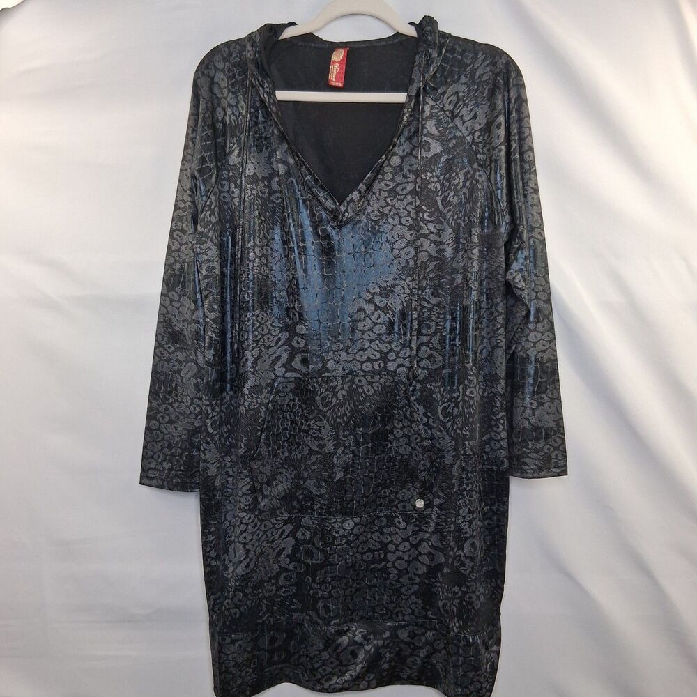 Apple Bottoms Women’s Snakeskin Wet Look Hoodie Long Sleeves Top Size 3X